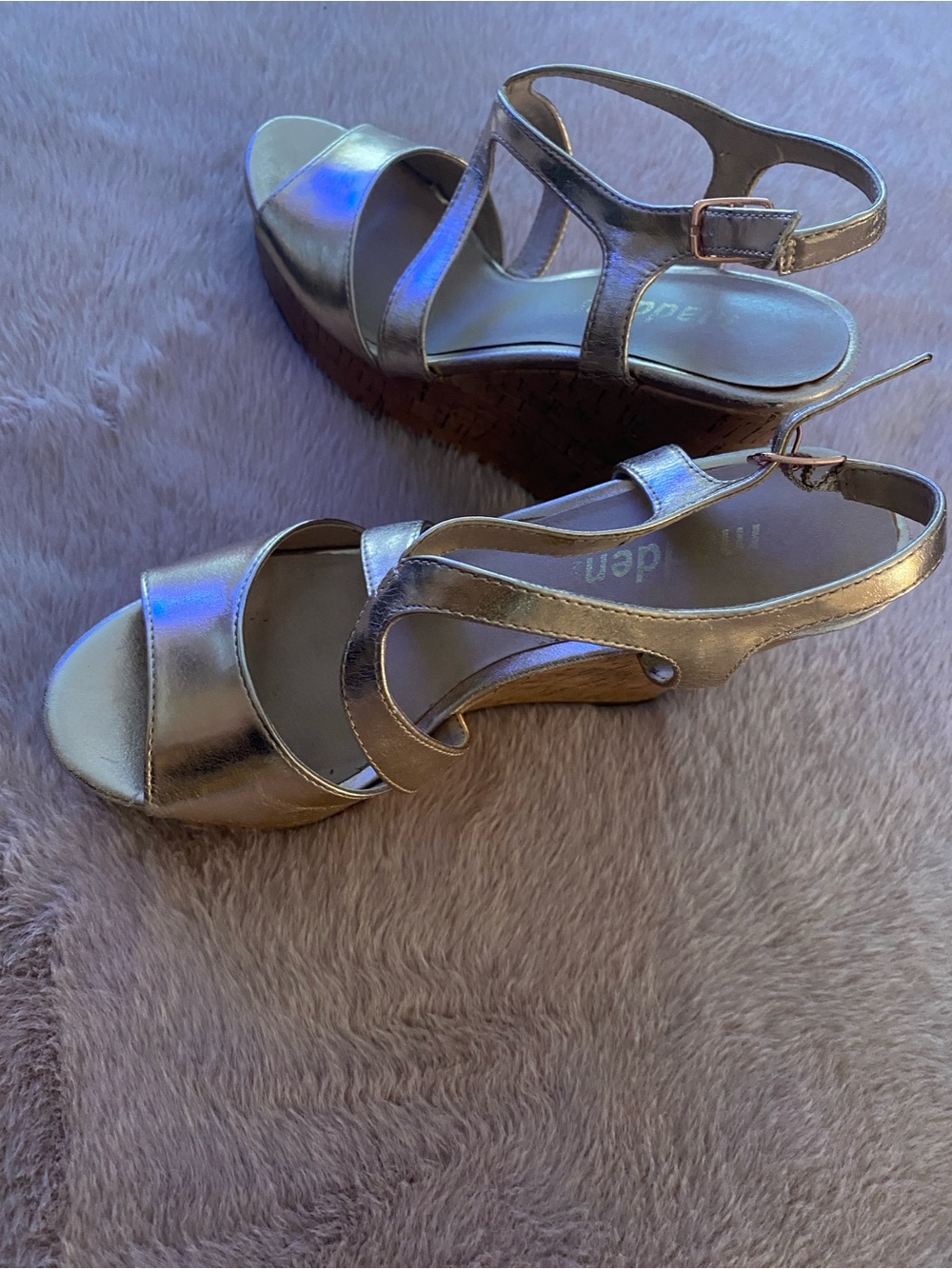 Steven By Steve Madden Metallic Gold Wedge Sandals